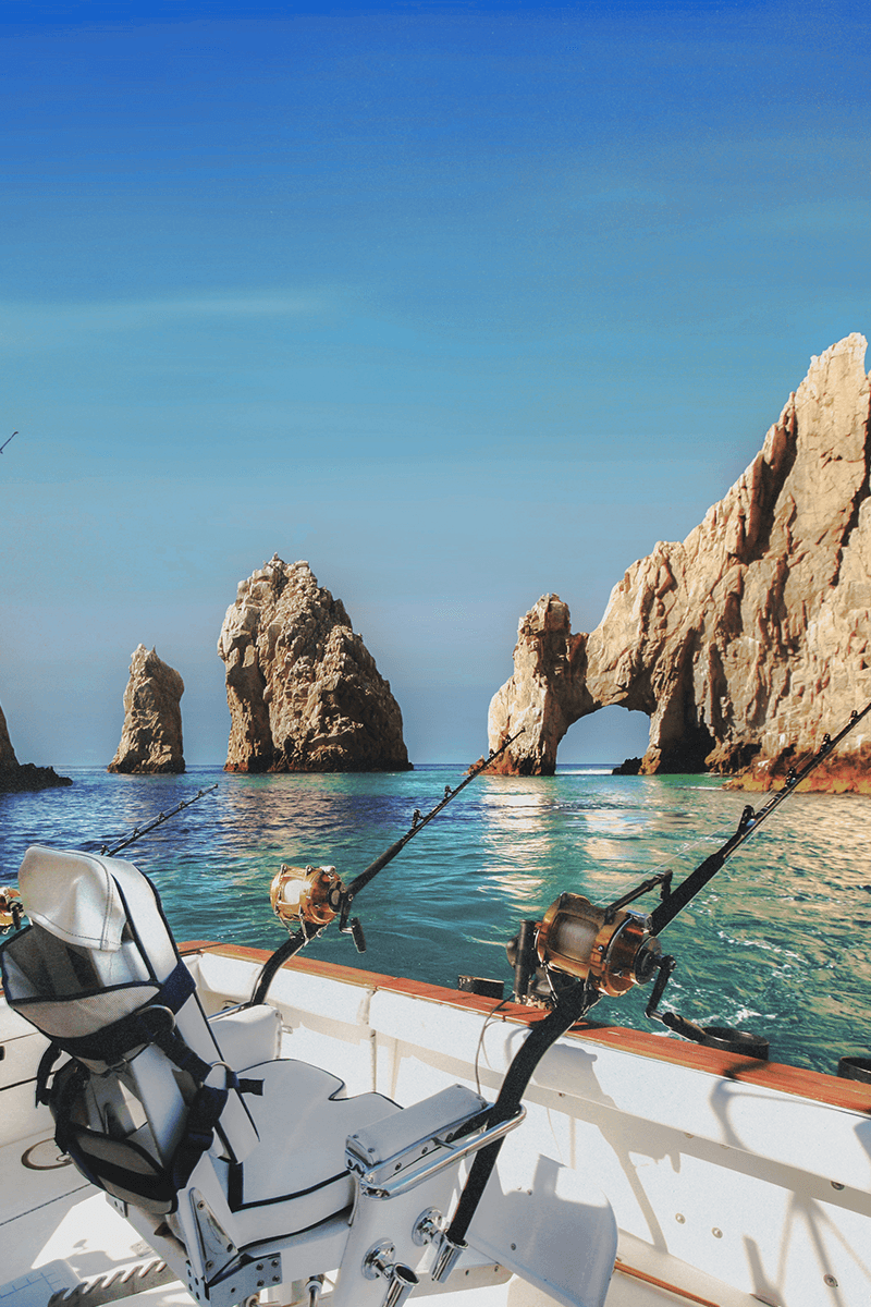 Sportfishing boat heading toward El Arco, Cabo San Lucas